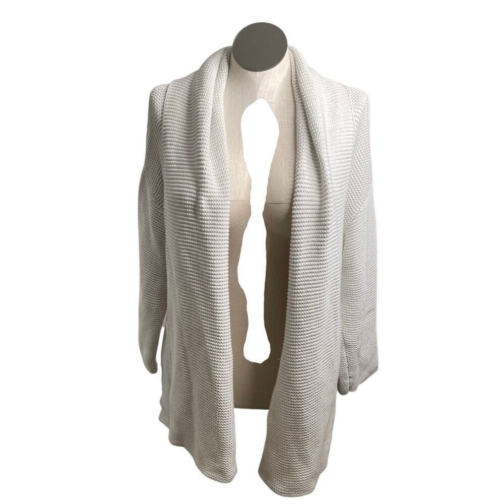 Poetry Womens Shawl Collar Cardigan 16 Ecru Combed Cotton Garter Stitch Lagom
